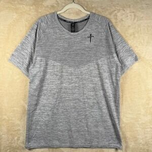 THREE NAILS Mens XL Gray Cross T-Shirt Short Sleeve Athletic Performance Tee USA